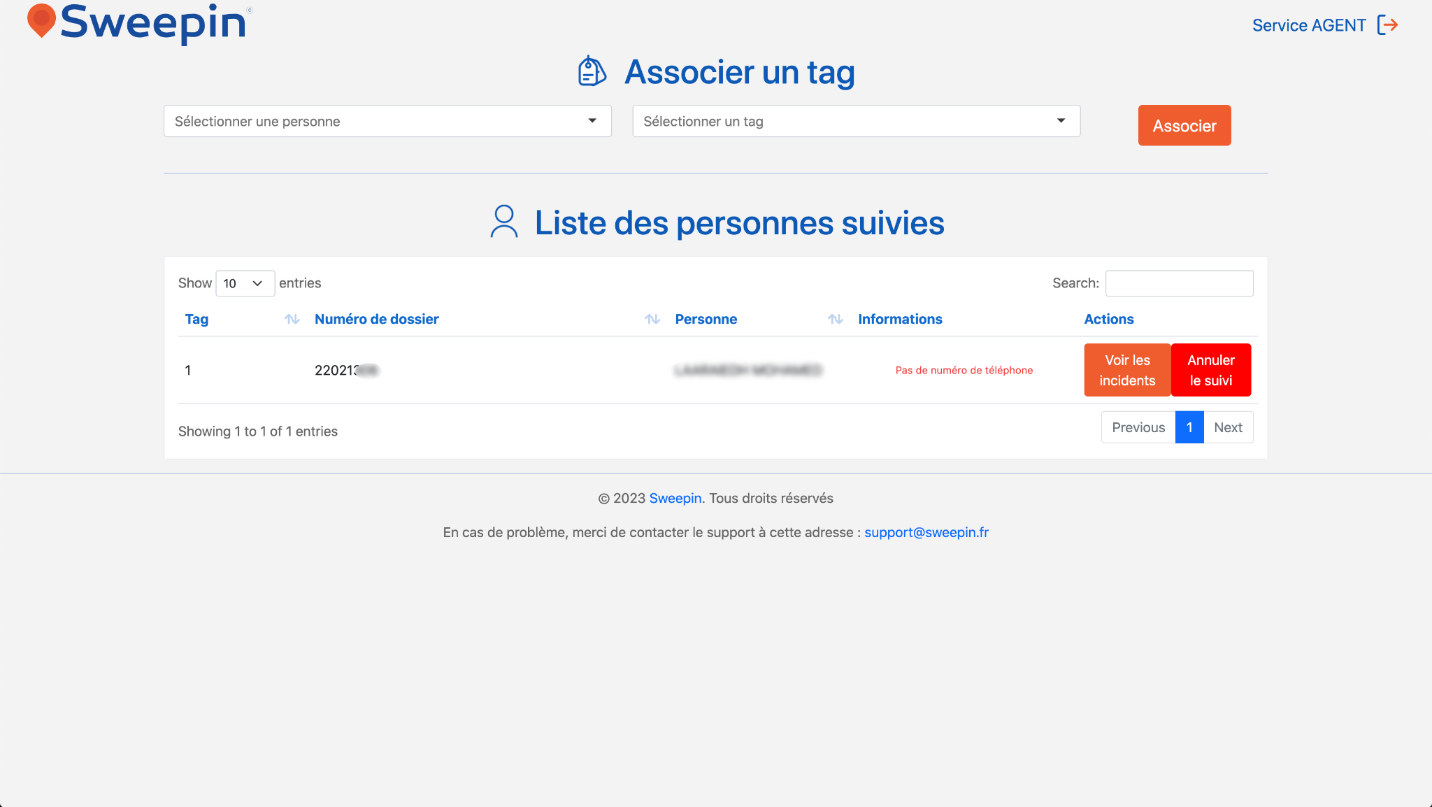 interface controle tags